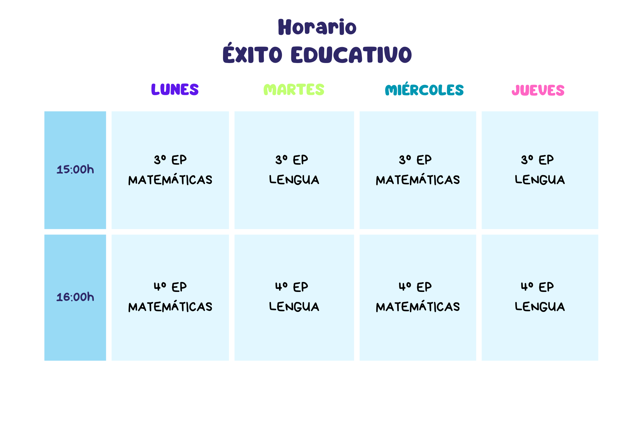 HORARIO ÉXITO EDUCATIVO HORARIO ÉXITO EDUCATIVO